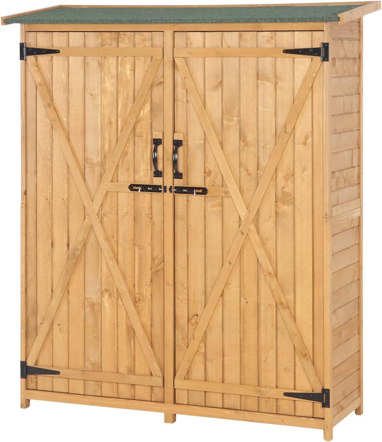 VINGLI Outdoor Wood Storage Shed with Lockable Design, Extra Large Capacity Outside Cabinet Tool Shed with Shelves, Garden Sheds & Outdoor Storage Made with Waterproof roof for Garden, Yard, Lawn