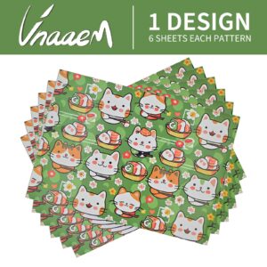 Vnaaem Sushi Cat Wrapping Paper 6 Pc Cute Kawaii Cat Japanese Food Gift Wrap Paper for Kids Girls Boys Birthday Baby Shower Holiday,19.6 X27.8Inch