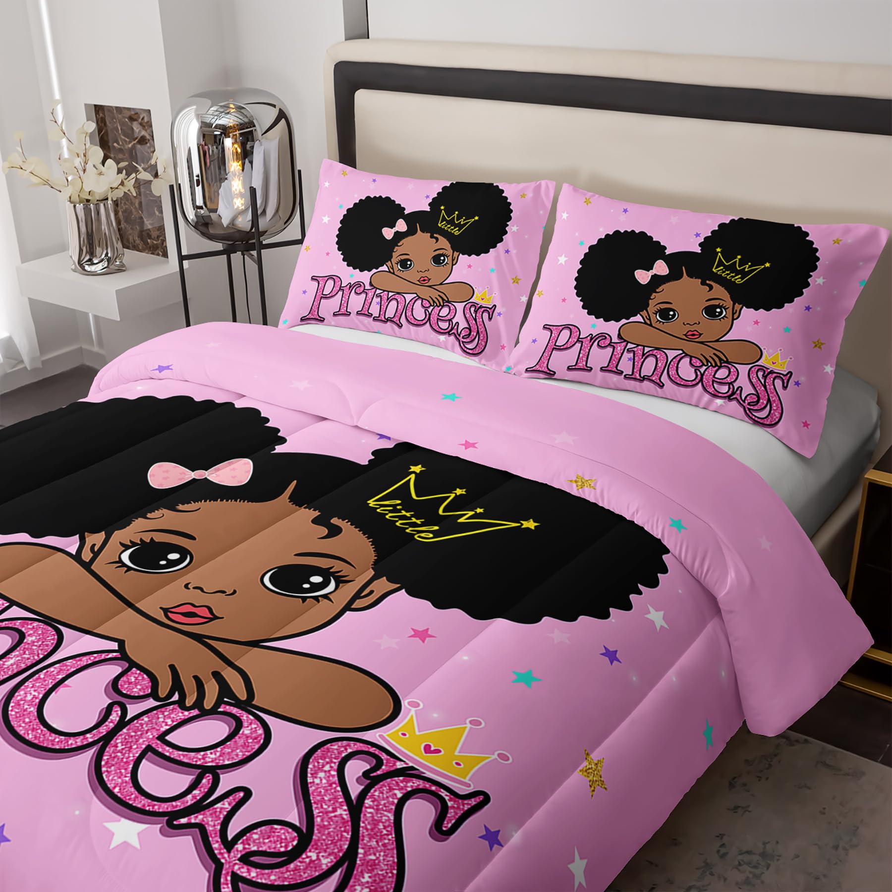 Tuzaovy black bedroom set King size,King size bedding sets for girls pink,pink and black King comforter set for girls,black girl comforter set,kawaii bedding King comforter,paris bedroom comforter set