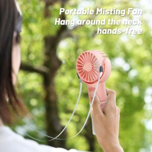 AJIJING Mini Portable Fan, Cooling Misting Fan, 4 Speeds Small Handheld Fan, USB Rechargeable Pocket Fan [14-32 Working Hours], Summer/Outdoor/Concerts, Gifts for Women (Pink)