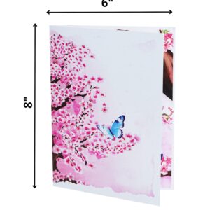 PQ Bees Pop Up Mothers Day Card for Women Mom Grandma Wife, 3D Birthday Anniversary Get Well Soon Thank You Valentines Day Card (Size 6x8 In – Butterflies Cherry Blossom).