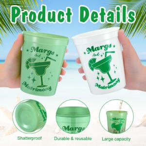 Ninehaoou 16 Pack Margs and Matrimony Bachelorette Party Cups Bachelorette Party Supplies 16oz Reusable Bridal Party Cups Cowgirl Cups Bridal Shower Favors for Groovy Bride Bridesmaid Bach Party