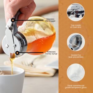 OCS Parts Syrup Dispenser with Lid and Dispensing Thumb Lever | Commercial Grade Liquid Dispensers for Home and Commercial Kitchens (2, 6 OZ)