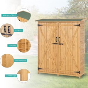 VINGLI Outdoor Wood Storage Shed with Lockable Design, Extra Large Capacity Outside Cabinet Tool Shed with Shelves, Garden Sheds & Outdoor Storage Made with Waterproof roof for Garden, Yard, Lawn