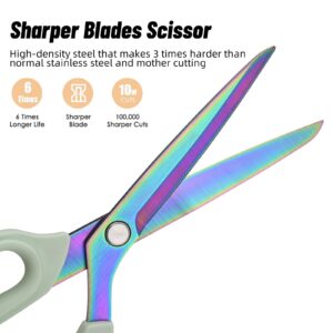 Premium Fabric Scissors Heavy Duty Multi-Purpose Titanium Coated Stainless Steel Leather Sewing Tailor's Scissors with Comfortable Handles, Craft Clothing Scissors (9.8 in.)