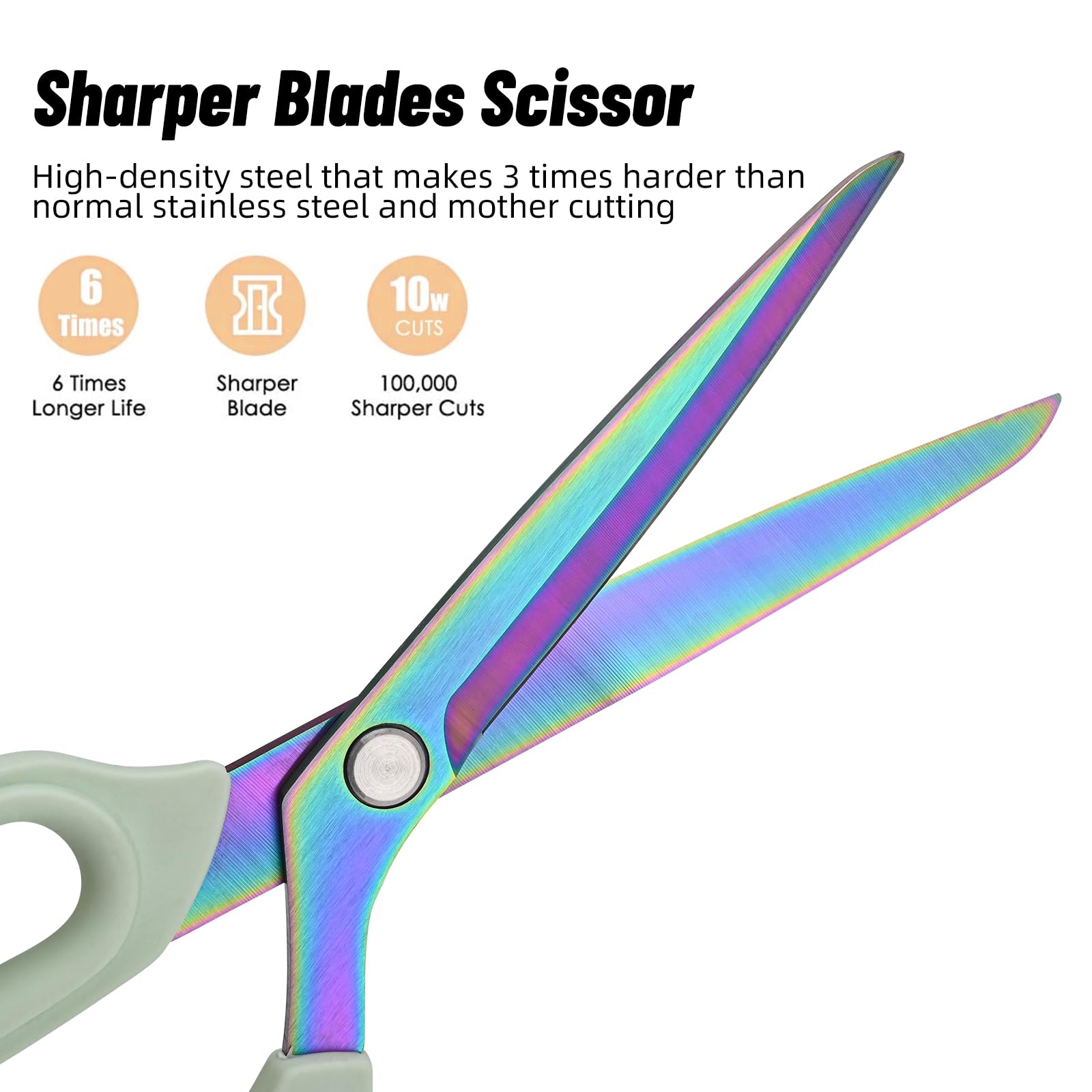 Premium Fabric Scissors Heavy Duty Multi-Purpose Titanium Coated Stainless Steel Leather Sewing Tailor's Scissors with Comfortable Handles, Craft Clothing Scissors (9.8 in.)