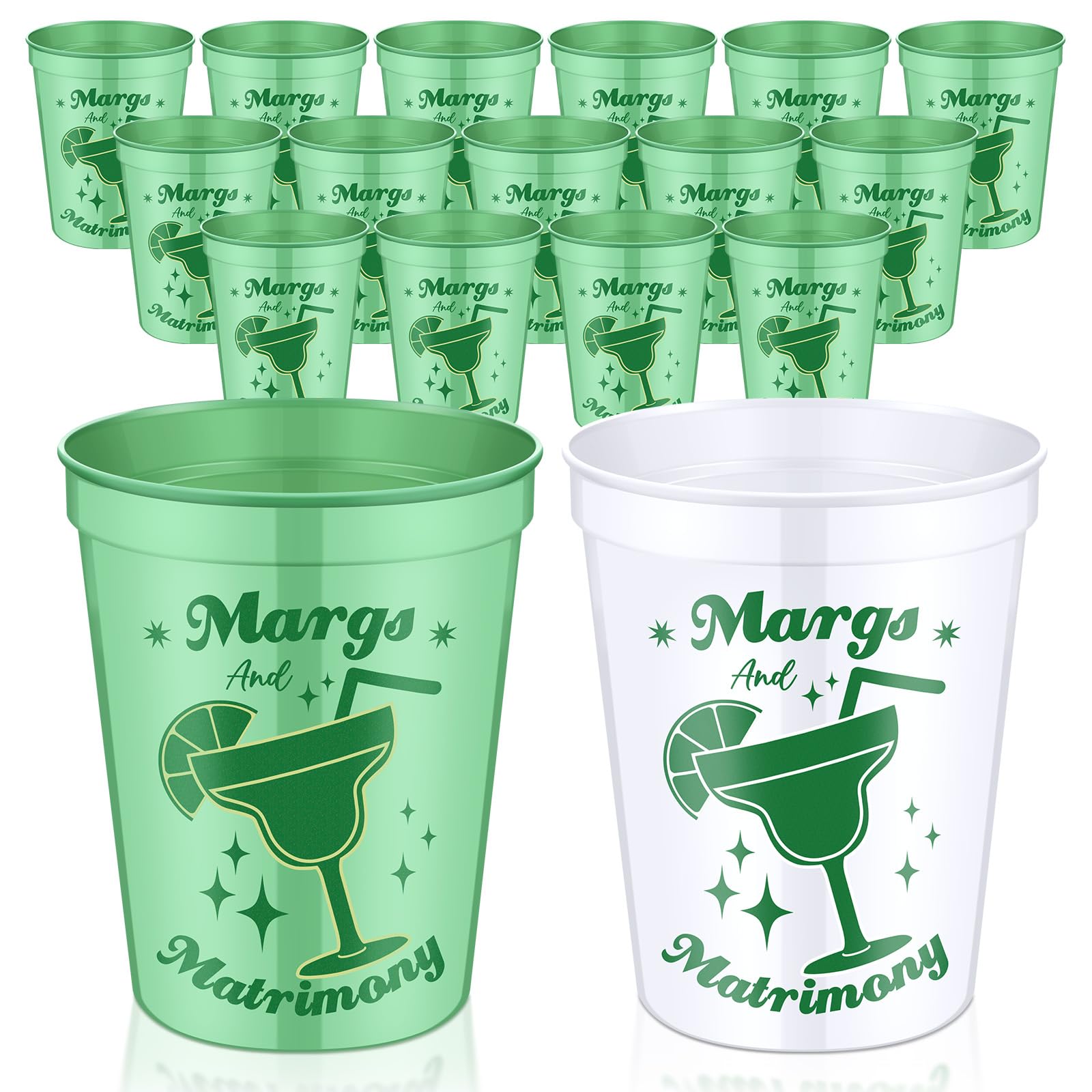 Ninehaoou 16 Pack Margs and Matrimony Bachelorette Party Cups Bachelorette Party Supplies 16oz Reusable Bridal Party Cups Cowgirl Cups Bridal Shower Favors for Groovy Bride Bridesmaid Bach Party