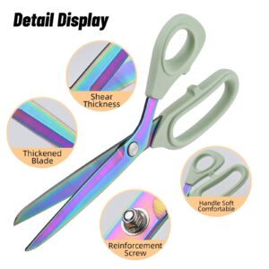 Premium Fabric Scissors Heavy Duty Multi-Purpose Titanium Coated Stainless Steel Leather Sewing Tailor's Scissors with Comfortable Handles, Craft Clothing Scissors (9.8 in.)