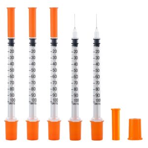 u-100 27g 1cc syringes with 5/16 inch-8mm accurate measuring for liquid individually sealed packaging (20pack)