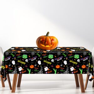 3Pcs Halloween Tablecloth Plastic Spooky Tablecloth Rectangle Spider Web Table Cloth Ghost Table Cloth Halloween Table Decorations Scary Tablecloth Horror Table Cloth Pumpkin Tablecloth