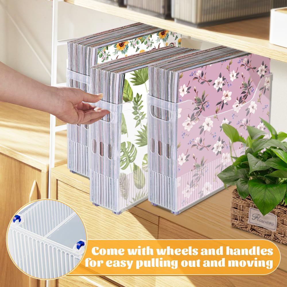 Lzmvte 4 Pack Scrapbook Paper Storage, Plastic Scrapbook Storage Bin, Paper Storage Organizer for 12 x 12 Inch Paper, Files, Magazines and Cardstock