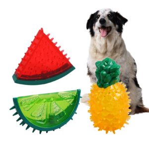 Psdndeww Dog Toy Pet Molar Toy Fruit Shaped Silicone Chew Puppy Teething Dental Care Toothbrush Toy Safe for Dogs