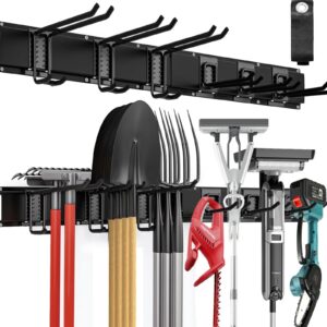 awrob paqa garden tool organizer, garage storage, garage organization - garage tool organizer wall mount 48 inches, max 440lbs adjustable garage hooks for hanging