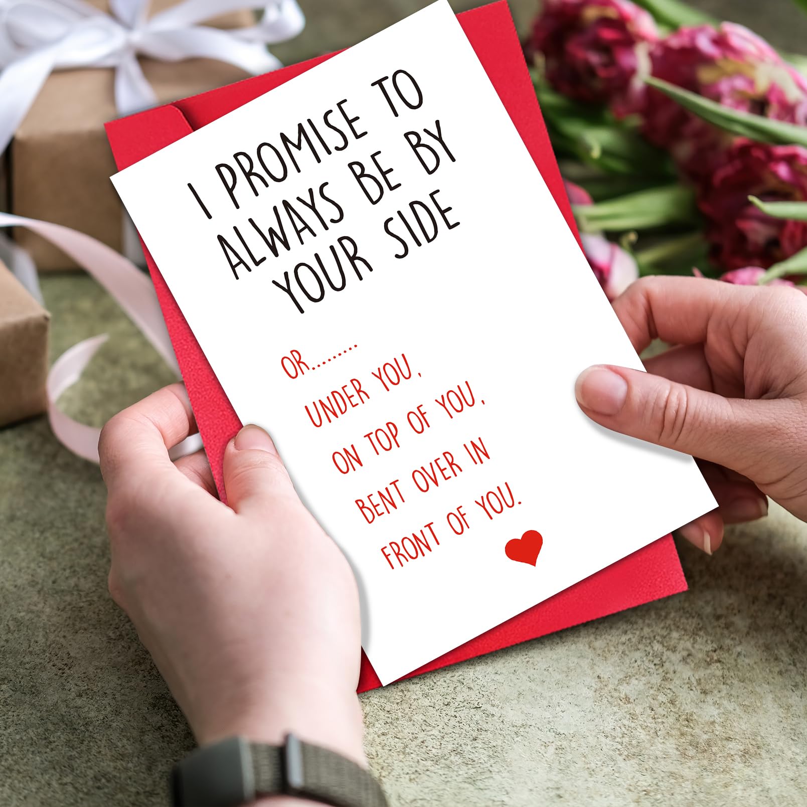 CGBRspacex Funny Anniversary Card for Boyfriend Husband, I Promise to Always Be By Your Side Card, Hilarious Gift for First Second Third Year Anniversary (Top or Under)