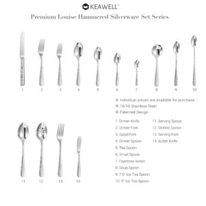 KEAWELL Premium 4-Piece/8-Piece Louise Hammered Fork Set, 18/10 Stainless Steel, Fine Fork Set with Round Edge, Brightly-Mirror polished, Dishwasher Safe. (4, 8" Dinner Forks)