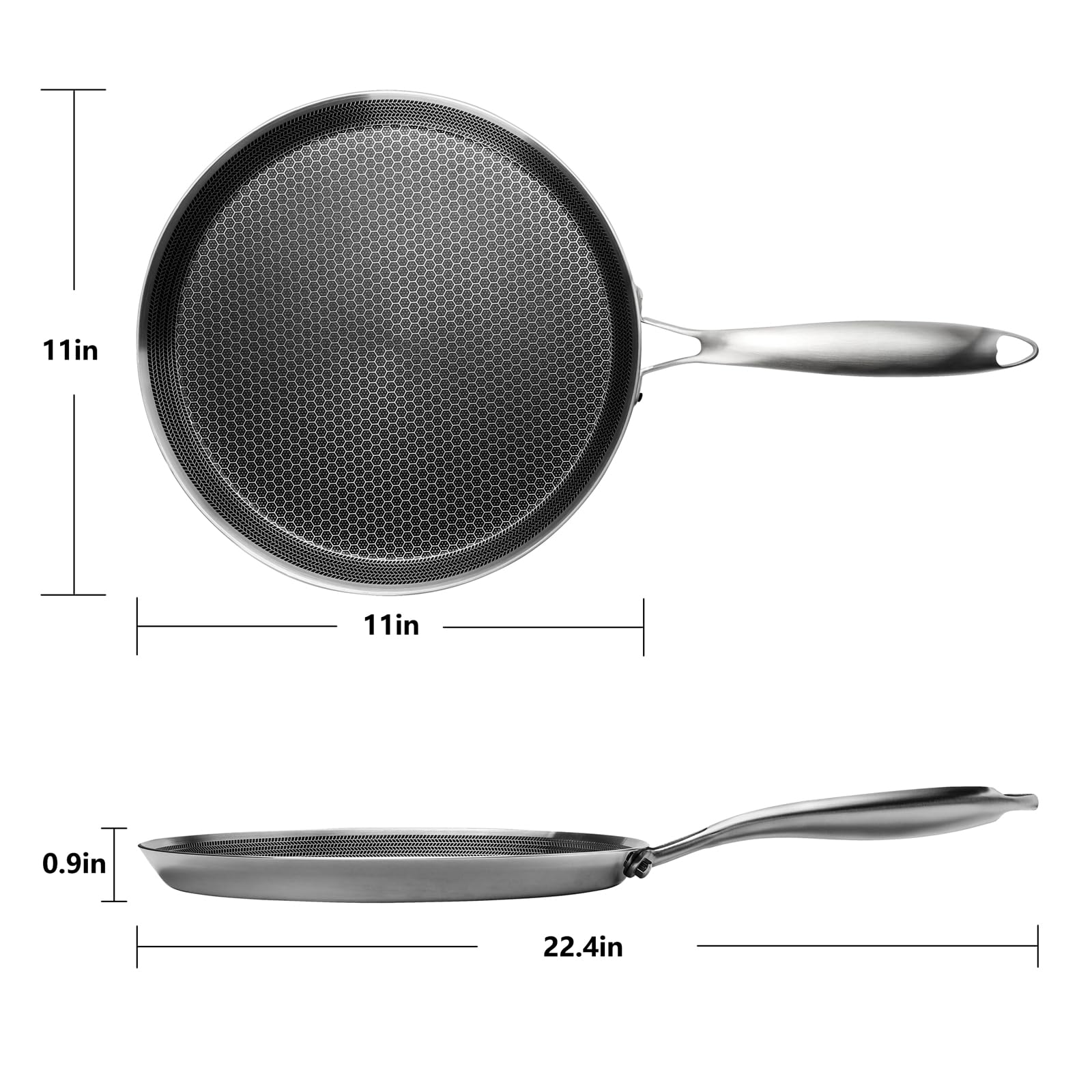 Nonstick Crepe Pan,11-inch stainless steel crepe pan honeycomb Perfect steel crepe pan, all clad pancake pan for Pancakes Induction Compatible