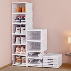 Fancystyle Shoe Box Organizer, 6-Tier, No-Assembly, One-Piece Design, Magnetic Clear Doors, Compact Foldable & Space-Saving, Ideal for Sneaker Display & Everyday Footwear