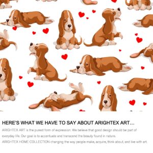 ARIGHTEX 3 Pieces Small Basset Hound Pattern Duvet Cover Set King Size Ultra-Soft Cute Dogs Red Heart Print Bedding Set 1 Duvet Cover and 2 Pillowcases