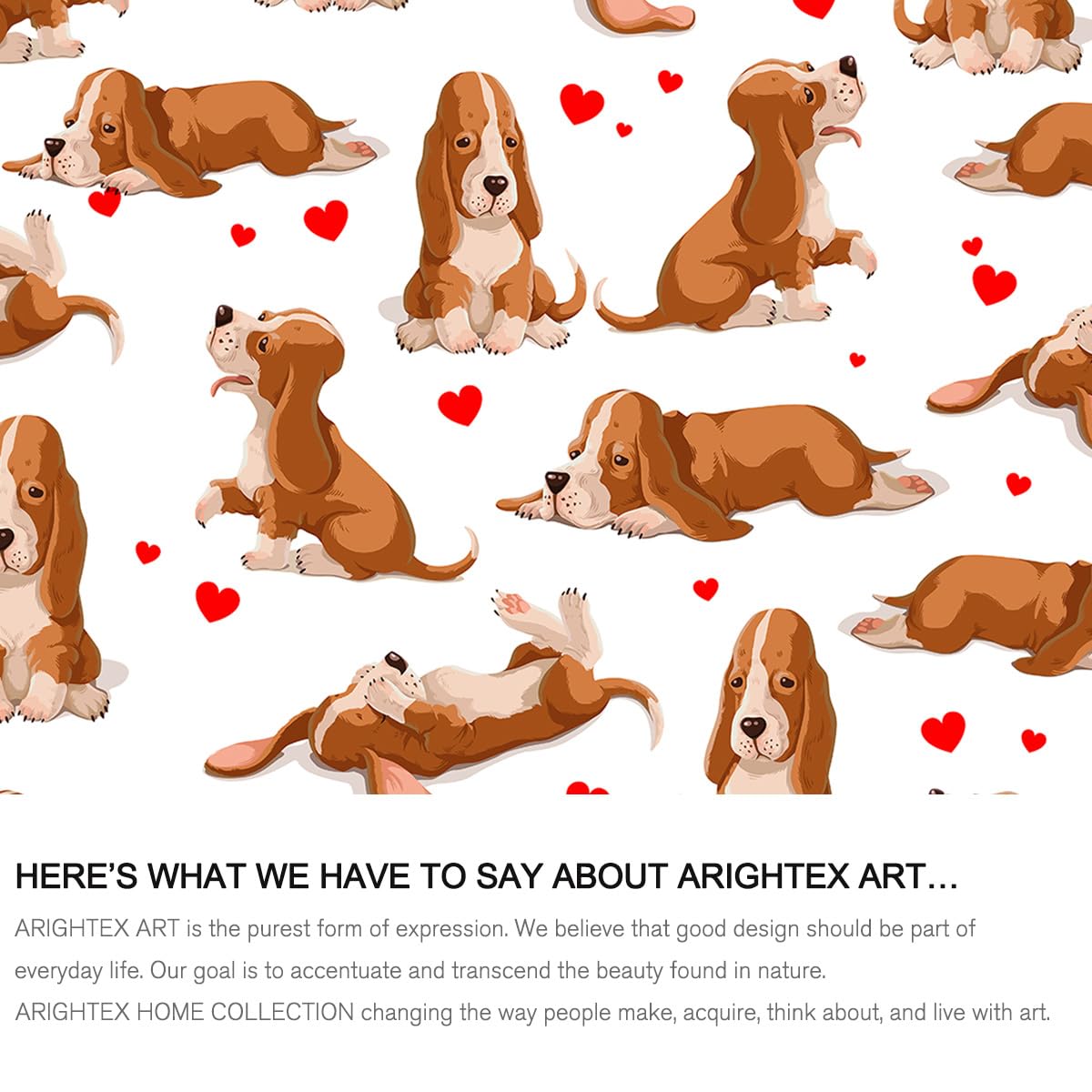 ARIGHTEX 3 Pieces Small Basset Hound Pattern Duvet Cover Set King Size Ultra-Soft Cute Dogs Red Heart Print Bedding Set 1 Duvet Cover and 2 Pillowcases