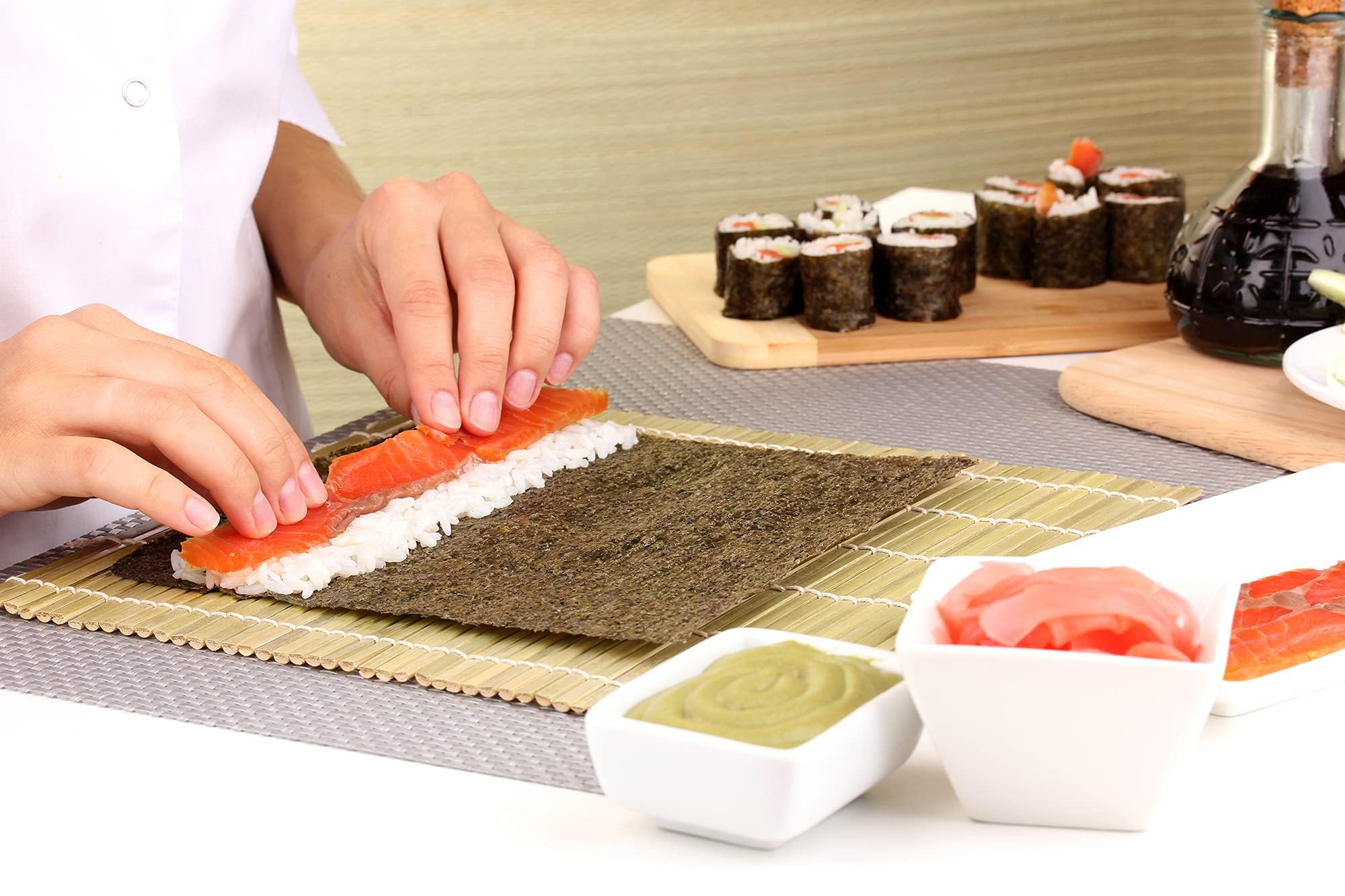 Bamboo Sushi Making Kit Sushi Roller Kit With Bamboo Sushi Mats for Sushi Bamboo Sushi Maker Kit For Homemade Sushi Set With 8 Sushi Making Tools with 2 Bamboo Sushi Rolling Mat Sushi Roll Maker Kit