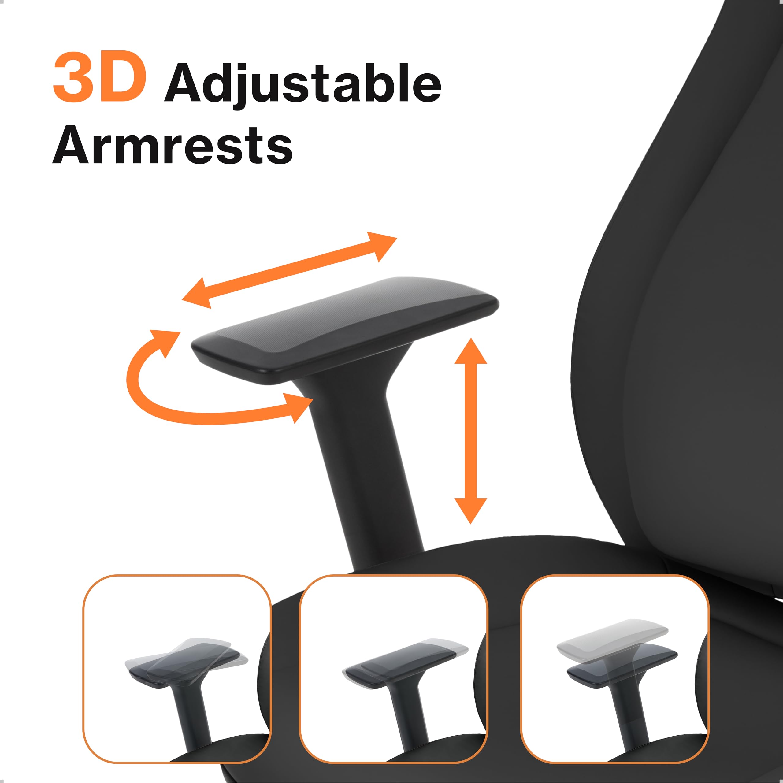 Posturelift Ergonomic Office Chair Adjustable Lumbar Support, Seat Depth, Leather Chair, Adjustable Armrest, High Back Home Office Desk Chairs for Posture and Back Pain.