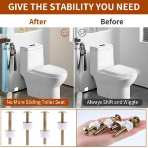 4 Pack Toilet Seat Hinge Bolt, Quick Fix Toilet Screws Replacement with Nuts Washers, No More Wiggle Toilet Seat Fastener Steel Toilet Screws for Top Toilet Seat Kohler TOTO, Syocsek