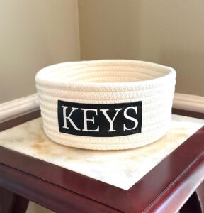 key organizer storage basket for entryway. store your keys, change, wallet, sunglasses and jewelry in this fun and convenient tray. hold your items in one stylish storage bin.