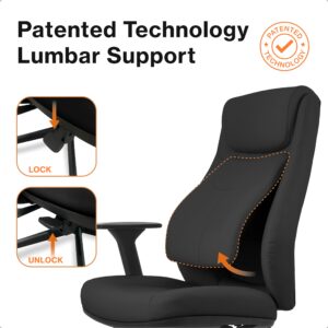 Posturelift Ergonomic Office Chair Adjustable Lumbar Support, Seat Depth, Leather Chair, Adjustable Armrest, High Back Home Office Desk Chairs for Posture and Back Pain.