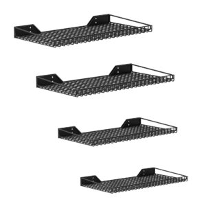 walmann garage wall shelf, 4 wall mounted storage shelves for garage, closet, laundry room, heavy duty wall shelving, holds up to 65 lbs(black, 4 shelves)