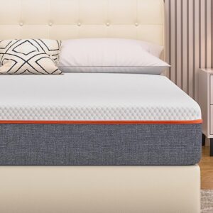 VECELO Charcoal Infused Memory Foam King Mattress 8 Inch, Medium Firm King Size Bed Mattress with Washable Cover for King Bed Frame, Pressure Relieve, Fresh Cooling Comfort