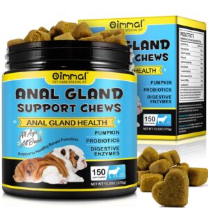 anal gland support supplement with pumpkin puree for dogs, dog diarrhea support supplements, dog analgland digestive support supplement treatment chews with digestive enzymes & probiotics - 150 pcs