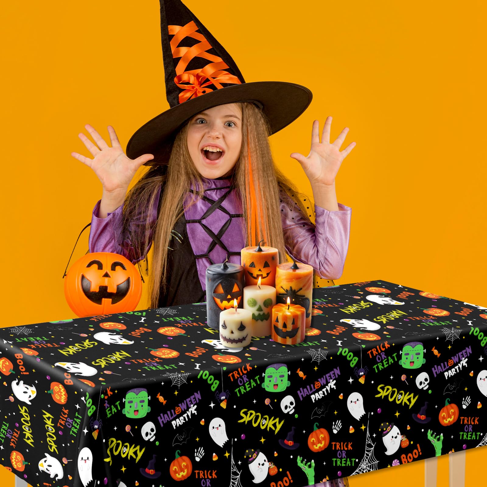 3Pcs Halloween Tablecloth Plastic Spooky Tablecloth Rectangle Spider Web Table Cloth Ghost Table Cloth Halloween Table Decorations Scary Tablecloth Horror Table Cloth Pumpkin Tablecloth