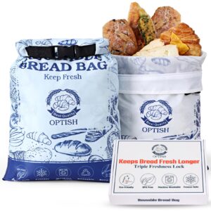 2 pack bread bags for homemade bread, reusable sourdough bread bags for fresh keeping, beeswax bread bags for sourdough with lining & zipper, freezer safe & bpa free, for gift giving, white & blue