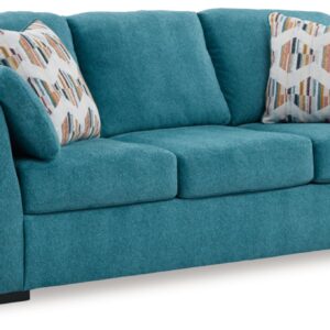 Signature Design by Ashley Keerwick Scandinavian Sofa with 4 Toss Pillows, Blue