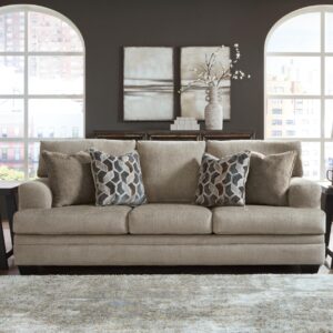 Signature Design by Ashley Stonemeade Contemporary Sofa Sleeper with Folding Gel Memory Foam Mattress, Reversible Cushions and 4 Accent Pillows, Queen, Light Brown