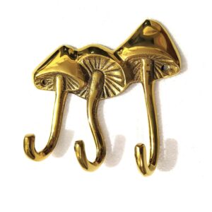 Brass Mushroom Wall Mount Hook Sculpture Unique A Excellent Item for Home | Office | Restaurant Decorations by Indiaart12