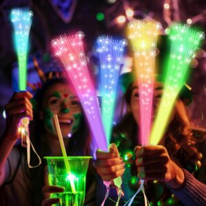 JSronms 24 PCS Fiber Optic Wand,Glow Fiber Optic Wands,Glow in The Dark Party,Glow Wands led Light up Party Favors for Wedding,neon Party,New Year Party Favors,Halloween,Christmas,Bar DJ