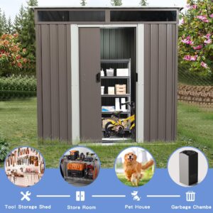 Outdoor Metal shed for Tools, Garden and Bikes, Outdoor Metal shed - Convenient Outdoor Storage Solution, Bikes, Electric Bikes (6ft x 5ft Grey-2)