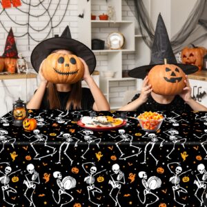 3Pcs Happy Halloween Tablecloth Disposable Halloween Skeleton Plastic Tablecloths Rectangle Plastic Halloween Table Decorations Ghost Table Covers for Halloween Party Supplies 70.8 x 42.5 Inch