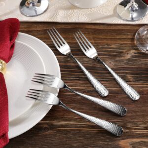 KEAWELL Premium 4-Piece/8-Piece Louise Hammered Fork Set, 18/10 Stainless Steel, Fine Fork Set with Round Edge, Brightly-Mirror polished, Dishwasher Safe. (4, 8" Dinner Forks)