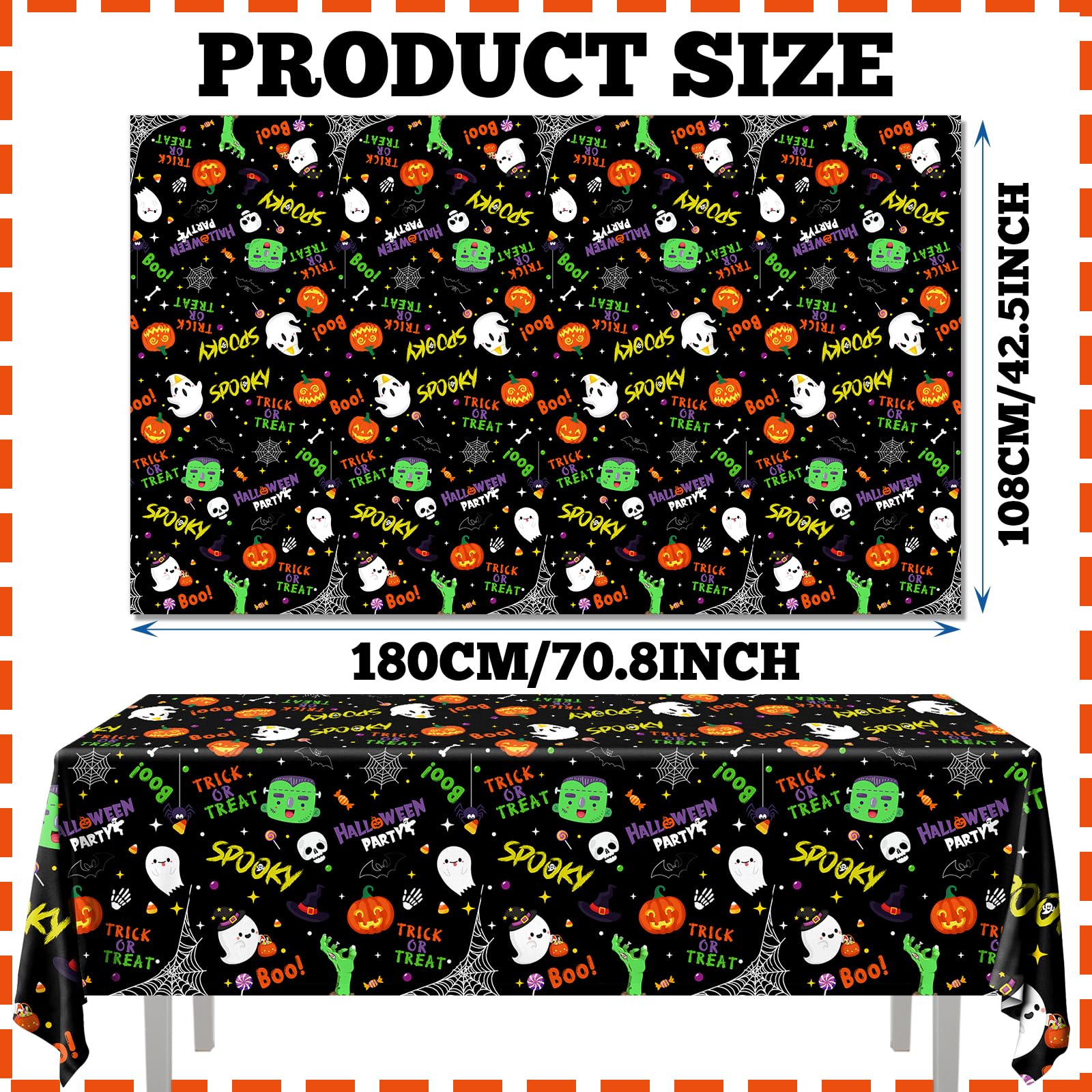 3Pcs Halloween Tablecloth Plastic Spooky Tablecloth Rectangle Spider Web Table Cloth Ghost Table Cloth Halloween Table Decorations Scary Tablecloth Horror Table Cloth Pumpkin Tablecloth