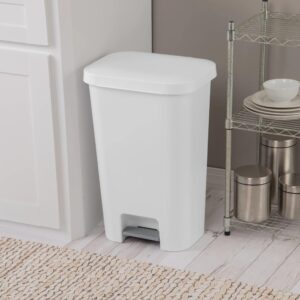 BHCHA 11.9 Gal. StepOn Wastebasket Plastic, White