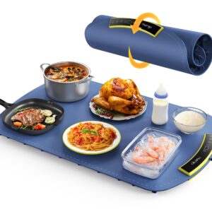 COLDFILL Electric Warming Tray - Foldable Food Warming Mat with 8 Temp Setting, Full-Surface Heat in 5s, 4 Hours Auto-Off, Easy to Clean with Nano-Material, for Buffet, for Party, for Thawing