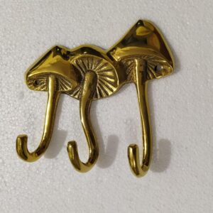 Brass Mushroom Wall Mount Hook Sculpture Unique A Excellent Item for Home | Office | Restaurant Decorations by Indiaart12