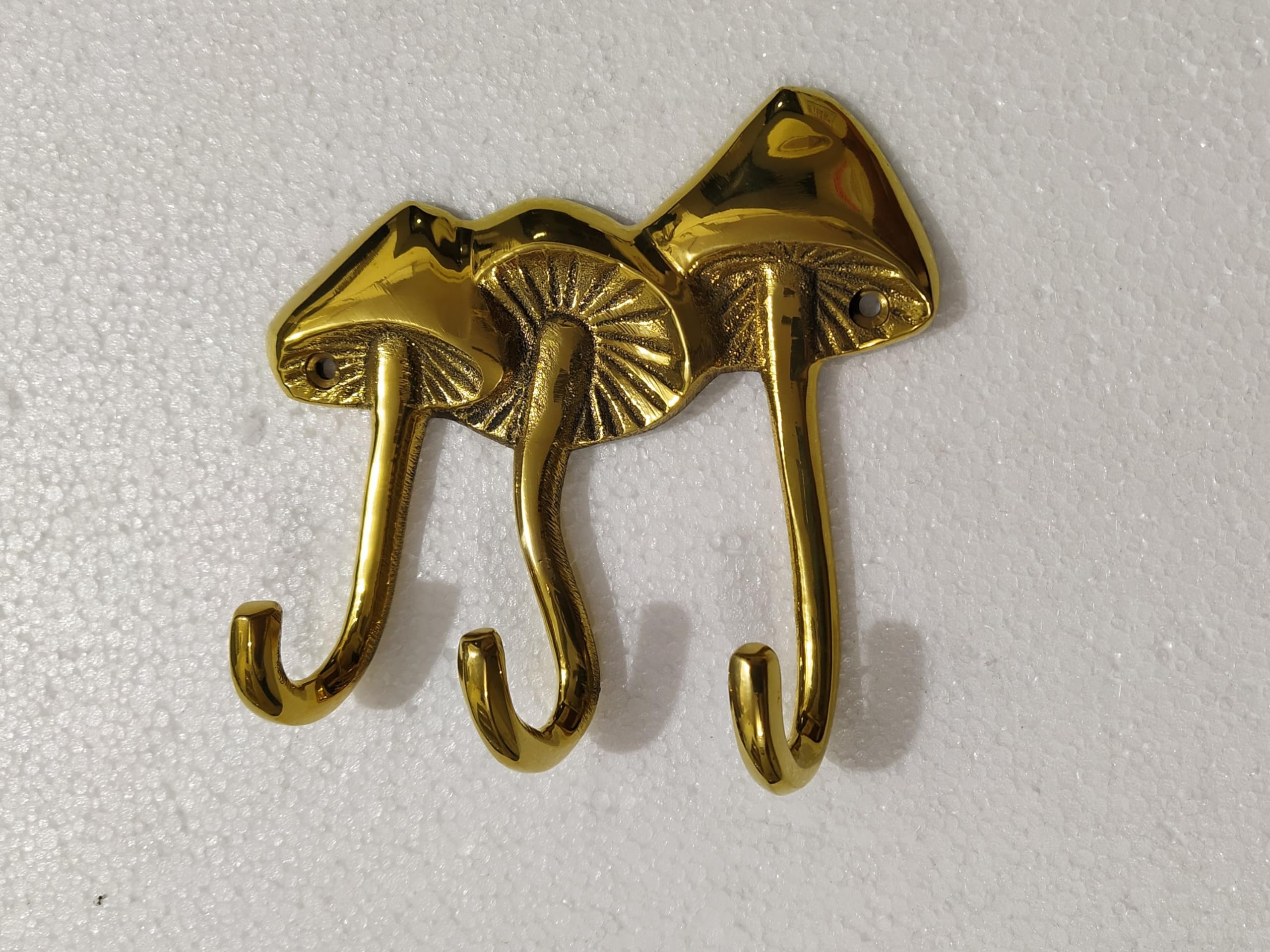 Brass Mushroom Wall Mount Hook Sculpture Unique A Excellent Item for Home | Office | Restaurant Decorations by Indiaart12