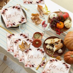 Fall in Love Napkins Fall In Love Bridal Shower Decorations 40pcs Fall Pumpkin Maple Leaf Napkins Autumn Floral Napkins for Autumn Fall Theme Wedding Bridal Shower Thanksgiving Supplies