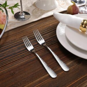 KEAWELL Premium 4-Piece/8-Piece Louise Hammered Fork Set, 18/10 Stainless Steel, Fine Fork Set with Round Edge, Brightly-Mirror polished, Dishwasher Safe. (4, 8" Dinner Forks)