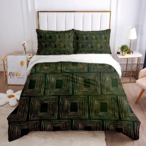 srhmywgy duvet covers queen size (90 x 90 inches) - 3d print modern hotel luxury fashion geometric texture black green bedspreads - 3 pieces (1 duvet cover + 2 pillow shams), ultra soft microfiber