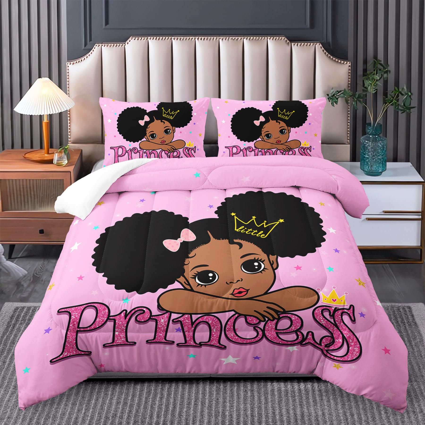 Tuzaovy black bedroom set King size,King size bedding sets for girls pink,pink and black King comforter set for girls,black girl comforter set,kawaii bedding King comforter,paris bedroom comforter set