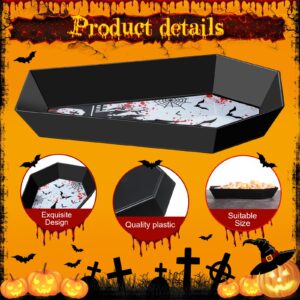 Wiwiqing 2 Pcs Halloween Candy Bowl Plastic Coffin Shaped Serving Tray Spooky Serving Dish Trick or Treat Candy Platter for Halloween Party Food Storage Charcuterie Board Serving Supplies (Castle)